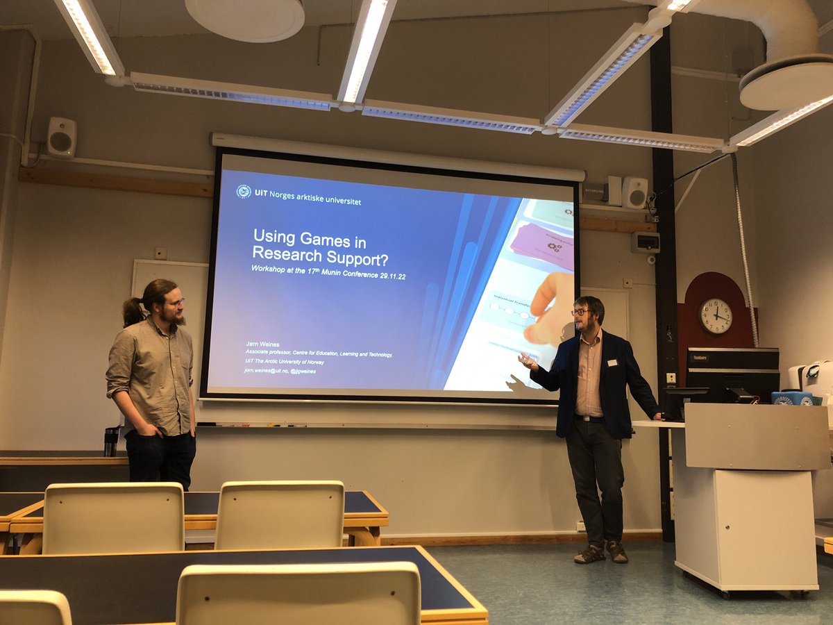 MuninConf's tweet photo. The #workshops on “publication ethics for journal editors” and “using games in research support” have begun at #Munin2022. https://t.co/FbvyEUNQDx