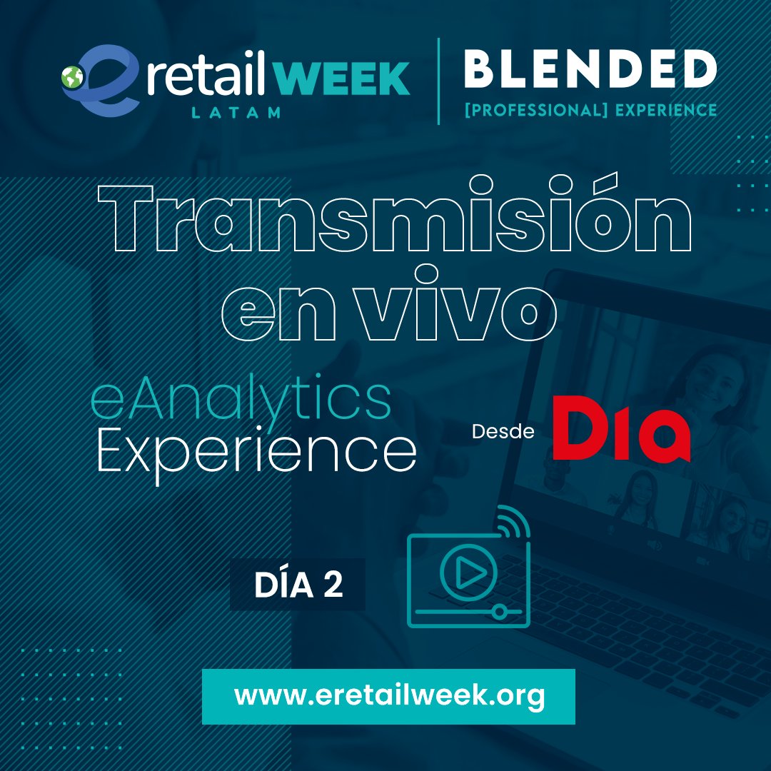 eCommerceDay's tweet photo. ¡CONÉCTATE EN VIVO! 🕘 Hoy a las 9:15 GMT-3 (Hora AR) inicia el 2do día del eRetail Week LatAm 2022. 🛒🛍 eAnalytics Experience desde Supermercados DIA.
💻 ¡Síguelo por Youtube!
https://t.co/uODlbJeHc0
#eRetailWeek #CustomerJourney #eAnalyticsExperience #DigitalCommerce https://t.co/drcI22z7tp