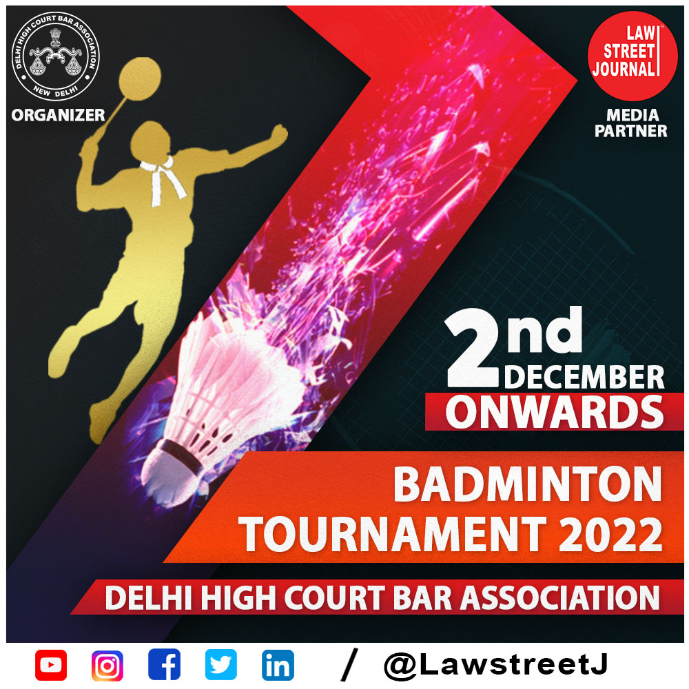 LawstreetJ's tweet photo. DHCBA BADMINTON TOURNAMENT 2022 🏸 

Inaugural match between Hon’ble Judges &amp; Executive Committee will be held on 2.12.2022 at 5pm. 
[https://t.co/twIkIklgC8]

#DelhiHighCourt #DHCBA #Inaugural #BadmintonTournament #BadmintonTournament2022 #December02 #LawstreetJ https://t.co/rqScxWMd4a