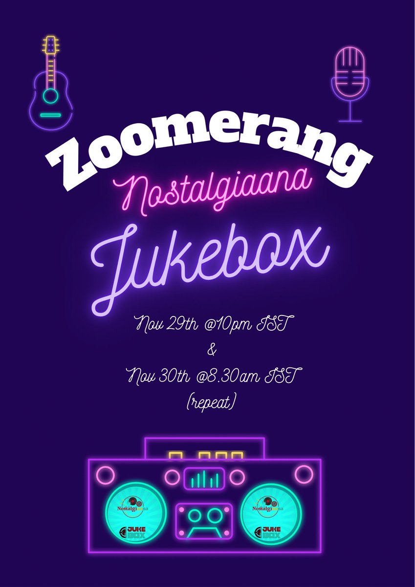 MUZICALLI's tweet photo. *Nostalgiaana Jukebox EP.107*
*ZOOMERANG*
Members’ songs, members requests, Jukebox plays. ENJOY
#Nostalgiaana #jukeboxconnect #bollywood #90sAndBeyond #filmsongs https://t.co/ecfmSR6jBA