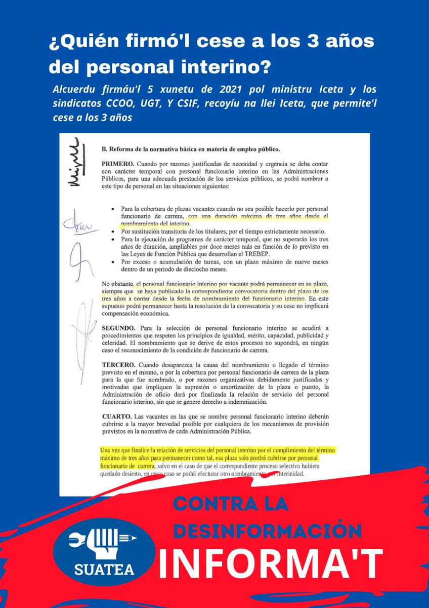 SUATEA's tweet photo. Contra la desinformación @SUATEA INFORMA
#SiempreATuLado #EstabilidadLaboralYA #Consolidación #StopAbusoTemporalidad https://t.co/yWi6iblic3