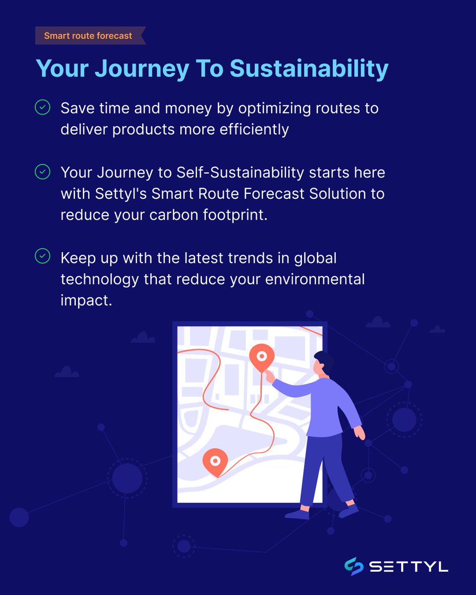 SettylCorp's tweet image. Your Journey to Self-Sustainability starts here with #Settyl Smart Route Forecast Solution to reduce your carbon footprint.

ow.ly/1voi50LOhKB

#smartroute #routeplan #sustainability #carbonfootprint  #SupplyChain #logistics #Shippers #3PLs #Carriers #digitaltransformation