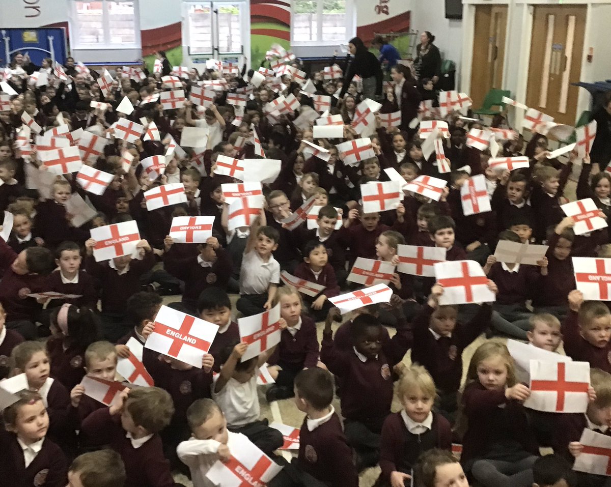 MoorsidePA's tweet photo. The morning we had a visit from local Barber and songwriter George White. George has created an uplifting song to support #TheThreeLions called ‘Up The England’. We loved singing along and and waving our flags to show support @MoorsidePrinci1 @MoorsideMusic #MoorsidePAMusic https://t.co/rkcqgWiWha