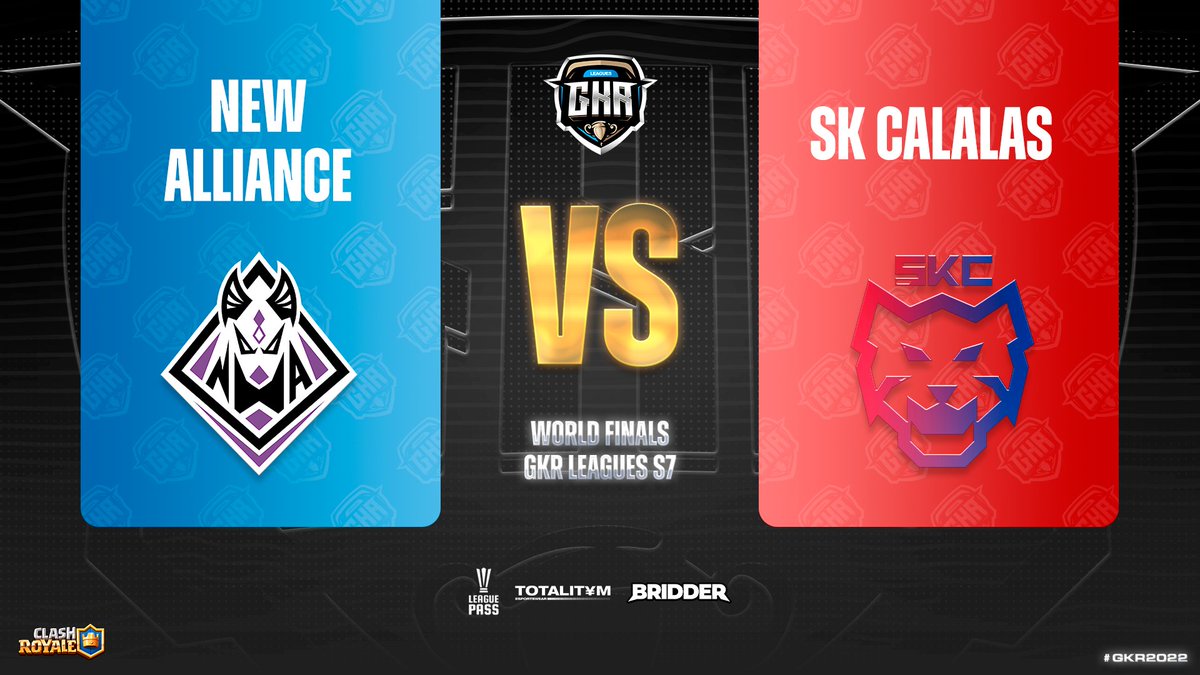 — 𝐆𝐊𝐑 𝐅𝐈𝐍𝐀𝐋𝐒 𝟐𝟎𝟐𝟐

🇵🇷🇪🇸 <a href="/NewAlliance_GG/">New Alliance</a> VS <a href="/SKCalalas/">SKCalalas</a> 
📅 2 December at 18:15 CET
📺 twitch.tv/revolaimar, <a href="/RevolAimar/">RevolAimar</a>.
 
This 2022 these teams made a niche for themselves within the Clash Royale community, it will be a nice match to watch 🥹