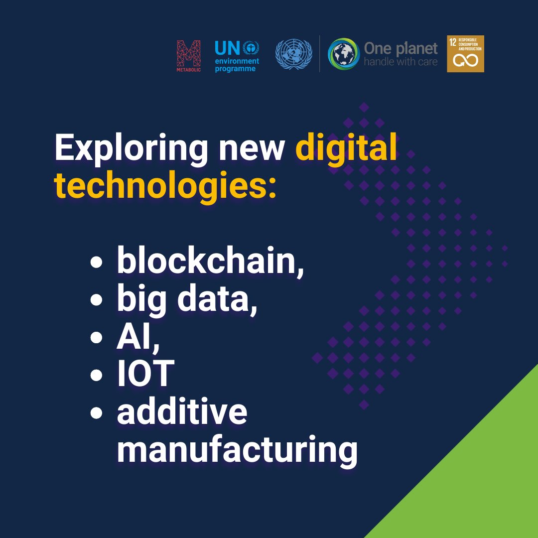 10YFP's tweet photo. 🔍Investigating how #bigdata, #internetofthings, #articificalintelligence, #blockchain, and #additivemanfacturing can be used within existing circular economy approaches, including the smart use of products, product lifespan extension and resource efficiency. 3/4 https://t.co/eETPmBGO3S