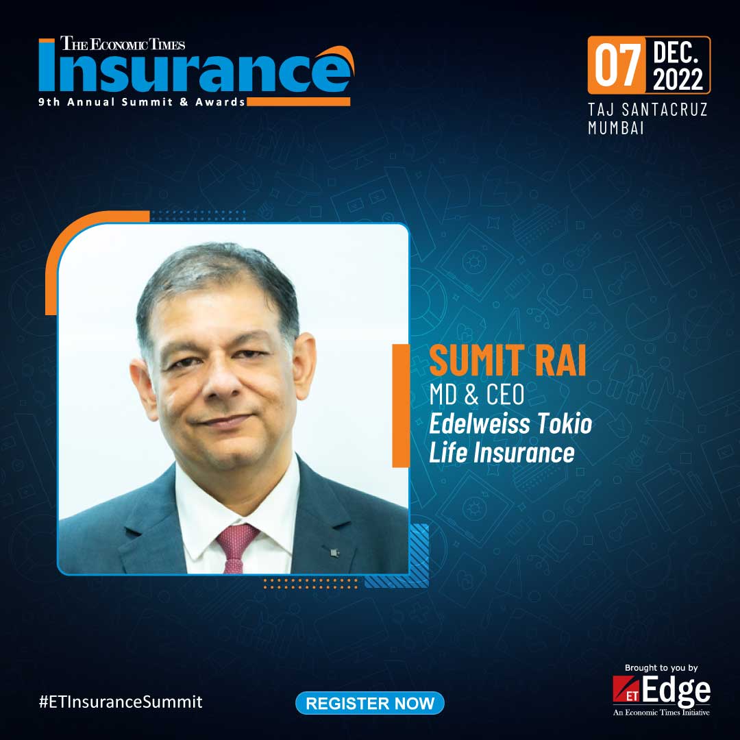 ET_Edge's tweet photo. #ETInsuranceSummit | Sumit Rai, MD & CEO, @edelweiss_tokio, has over two and a half decades of experience. Edelweiss Tokio Life has received several industry recognitions under Sumit's leadership. https://t.co/ftVnESn7Ws