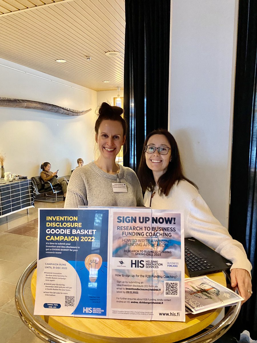 Ele_Inguglia's tweet photo. Greetings from @AgriForHelsinki Research Network Day 🌟come and chat with us to learn more about #invention and #researchtobusiness Thanks for the opportunity to join!
@helsinkiuni @UH_Innovation https://t.co/VTr2vROSZa