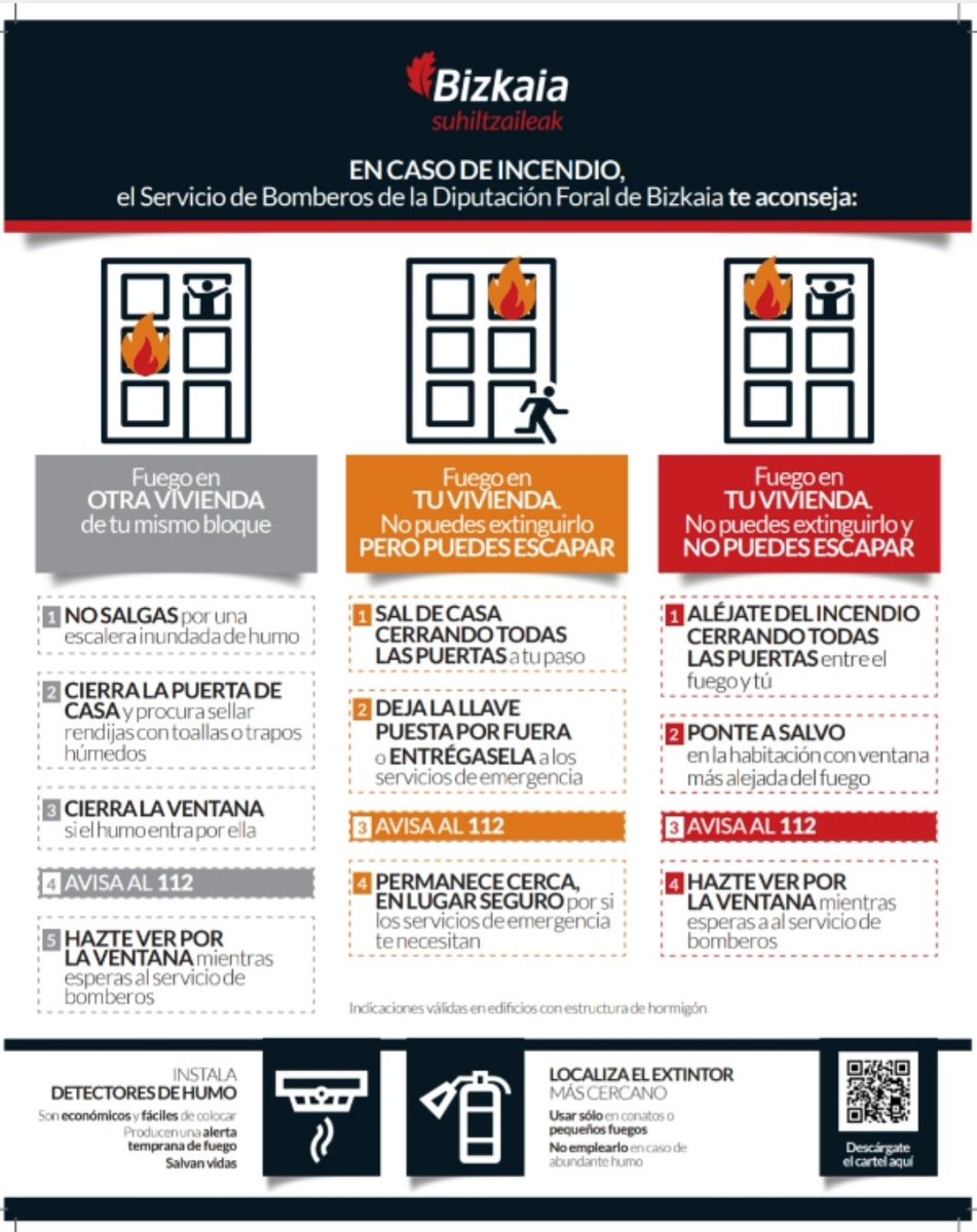 Campaña prevención #Bomberos para dar a conocer pautas de comportamiento ante un incendio en edificios residenciales con estructura de hormigón
Coloca este cartel en tu ascensor, entre subidas y bajadas adquirireis conocimientos que pueden ser vitales
En breve buzoneamos <a href="/Bizkaia/">Bizkaiko Foru Aldundia/Diputación Foral de Bizkaia</a>