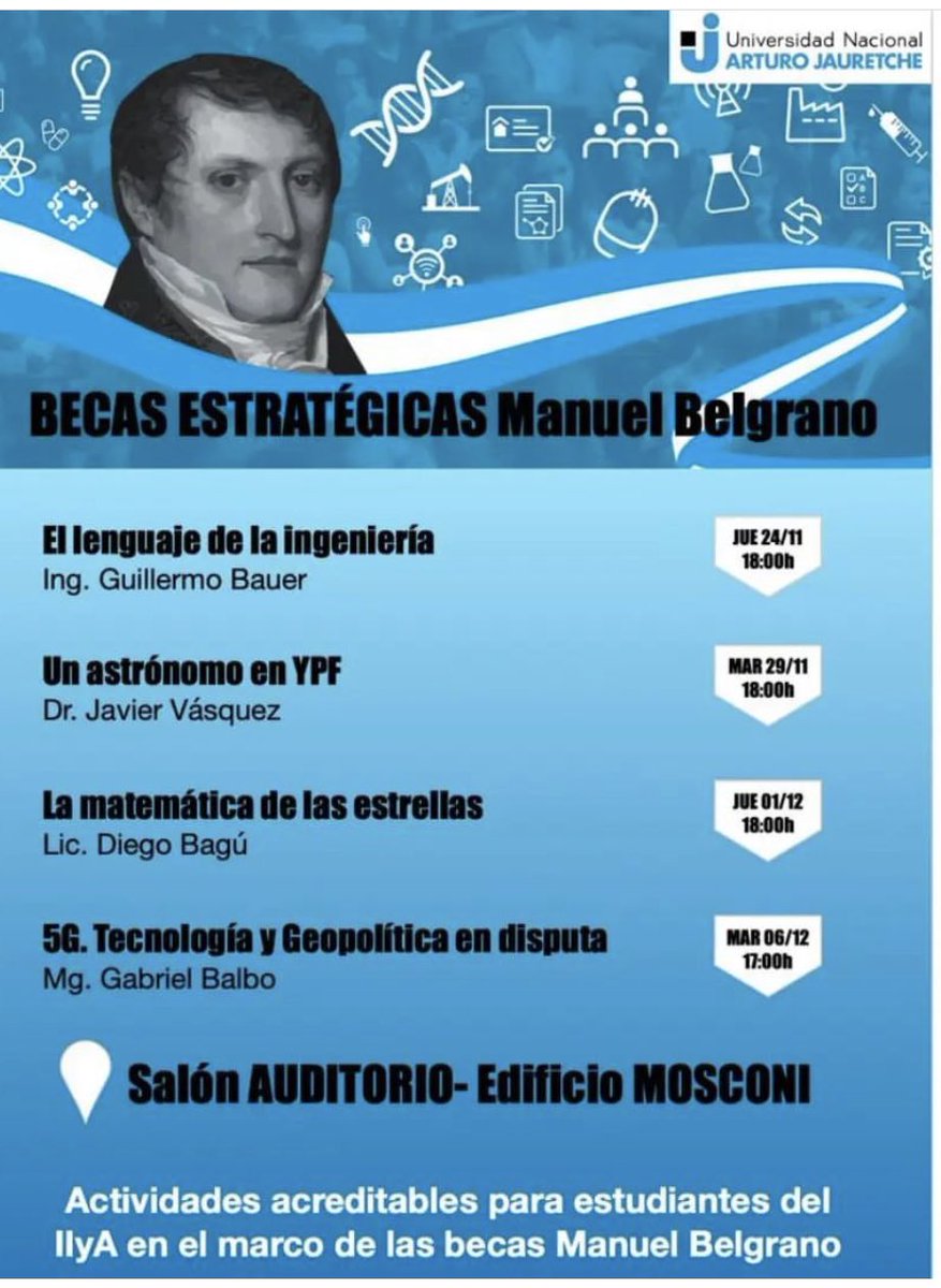 G_Balbo's tweet image. #Becas estratégicas Manuel Belgrano
El martes 6/12, 17hs estaré hablando sobre #5G #Geopolítica #Negocios #Tecnología
Los esperamos!
⁦@iiaunaj⁩ ⁦@UNAJ_oficial⁩ ⁦@RadarVTIC⁩