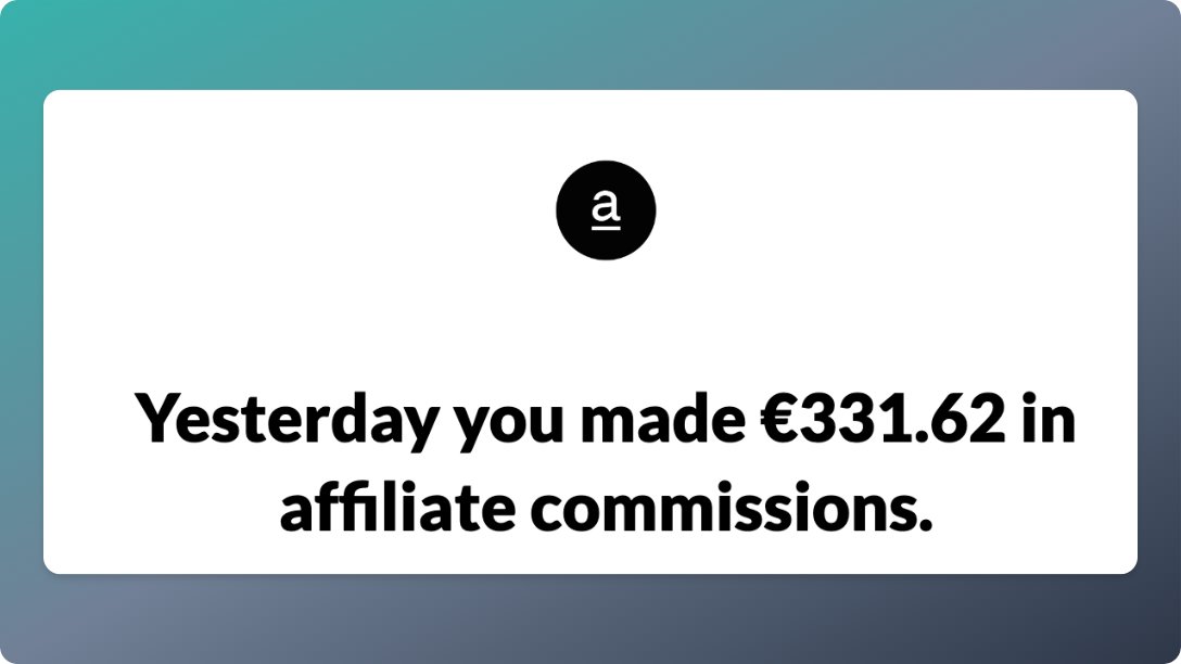 fba's tweet photo. I love these daily emails @affilimateio sends daily. 

@monicalent - that's an 

✨ A M A Z I N G ✨ 

piece of software you've created. 

Super recommended for anyone looking to track thoroughly their affiliate commissions!

Made my life so much easier (and profitable)! https://t.co/fkA8J63Dva