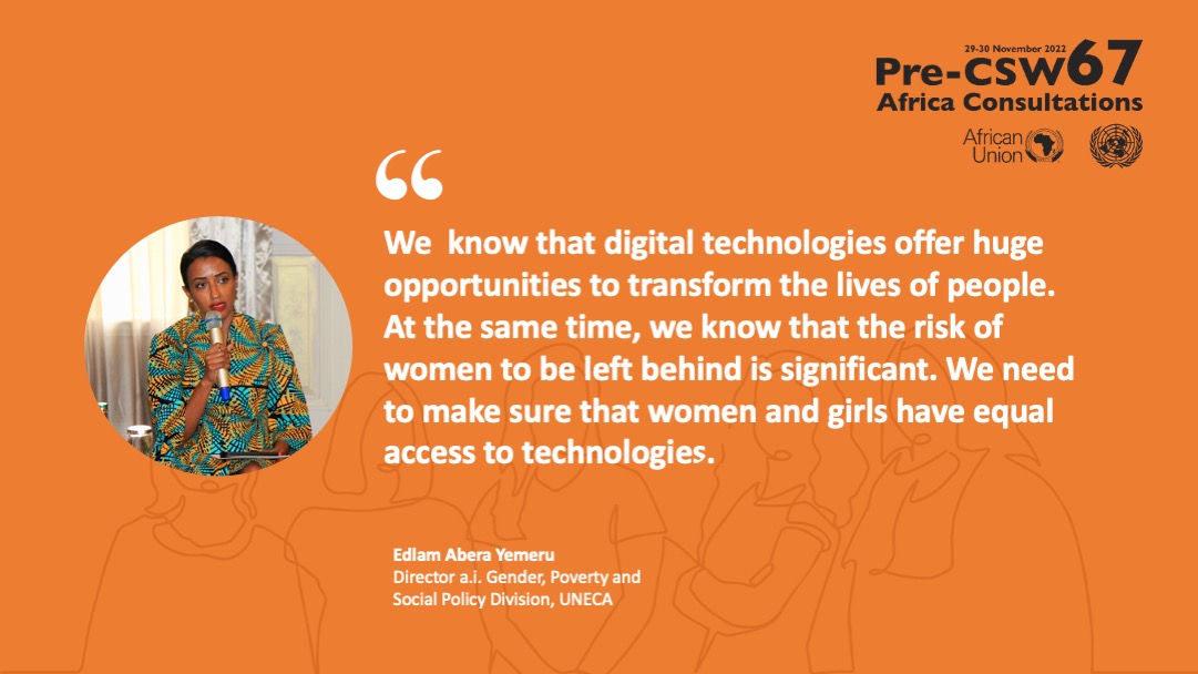 UN Women Africa (@unwomenafrica) on Twitter photo <a href="/UNDPAfrica/">UNDP Africa</a> <a href="/unwomenAU/">UN Women Liaison Office to the AU & UNECA</a> <a href="/ITUAfrica/">ITU Regional Office for Africa</a> <a href="/ECA_OFFICIAL/">ECA</a> Ms. Edlam Yemeru, <a href="/ECA_OFFICIAL/">ECA</a> Gender, Poverty and Social Policy Division director a.i making opening remarks at the #PreCSW67 Africa consultation. <a href="/UNDPAfrica/">UNDP Africa</a> <a href="/unwomenAU/">UN Women Liaison Office to the AU & UNECA</a> <a href="/ITUAfrica/">ITU Regional Office for Africa</a> <a href="/ECA_OFFICIAL/">ECA</a> Ms. Edlam Yemeru, <a href="/ECA_OFFICIAL/">ECA</a> Gender, Poverty and Social Policy Division director a.i making opening remarks at the #PreCSW67 Africa consultation.
