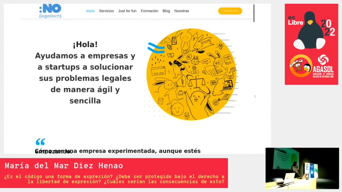 esLibre_'s tweet image. 💡 Recordando #esLibre2022

📌 @MarDiezHenao97: &quot;¿Es el código una forma de expresión?¿Debe ser protegido bajo el derecho a la libertad de expresión?&quot;

🐧📽️ w.wiki/5YfY

‼️ Abierto envío de propuestas para #esLibre2023 hasta el 15 de enero

🔗: eslib.re/2023/propuestas