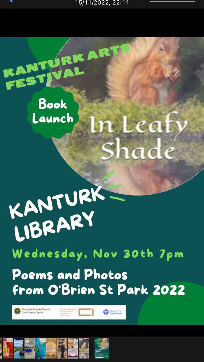 In Leafy Shade - Book Launch Kanturk Library 7pm 30th November Poets’ Trees poems and photos from O’Brien Street Park 2022 #kanturkArts #Poetry #photo #Kanturk #PoetsTrees 
#Kanturkcreditunion 
#kanturkLibrary 
#corkcocouncil
#arts
#Dulallow