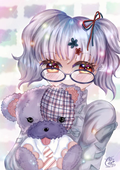 眼鏡変えてみた。どっちがいい?ココナラのポートフォリオどちらにしようか悩む#オリジナルイラスト #illustration #イラスト #創作イラスト 
