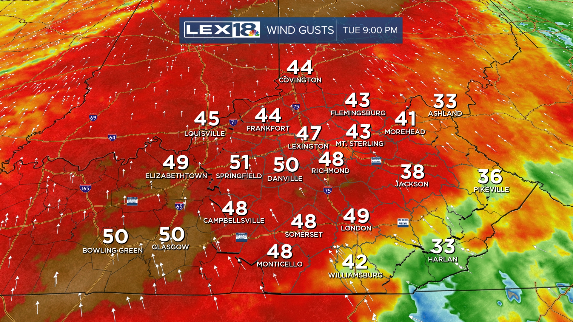 Bayne Froney on Twitter "FUTURE WIND GUSTS 4050mph wind gusts