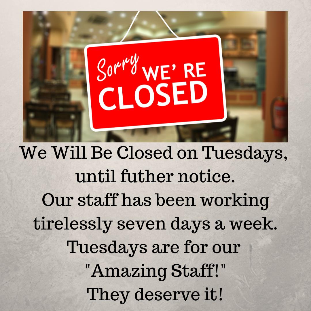 KitConCafe's tweet photo. 🙌 Closed Tuesdays for Staff Appreciation Day! 🙌 https://t.co/XtsgI1yPdI