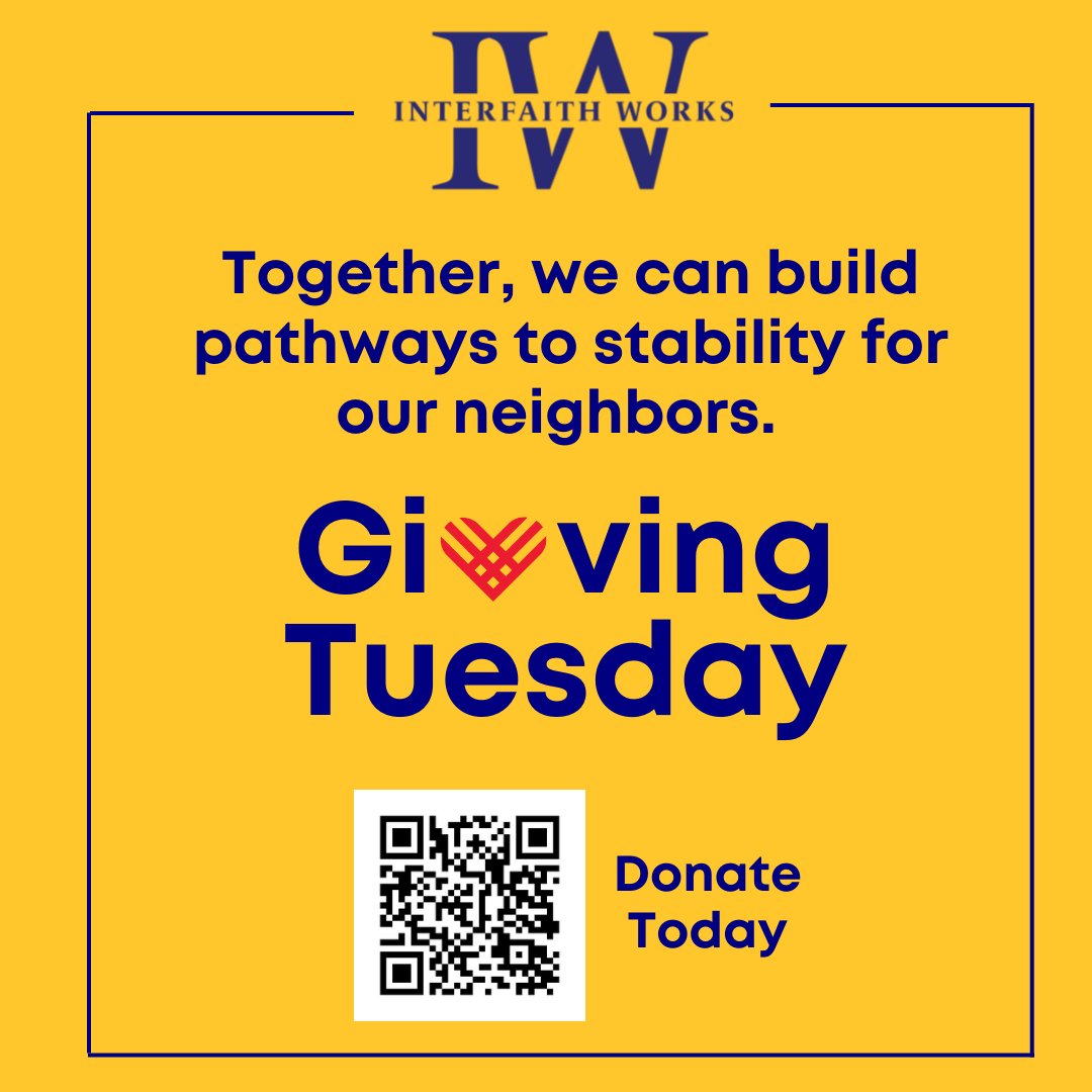 InterfaithWorks's tweet photo. It’s officially Giving Tuesday! Your donation today will make a great impact on the lives of many. Please help us reach our goal so more of our neighbors’ emergency needs can be served. Donate at https://t.co/t5LIfy9ua2
#becausetogetherwecan #inpartnershipwecan #givingtuesday https://t.co/ZbMIwLga1Q