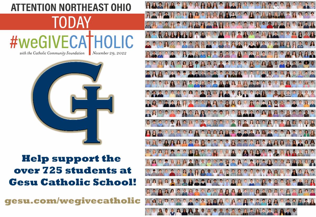 GesuCatholic's tweet photo. #WeGiveCatholic

TODAY is the DAY! Please prayerfully consider helping support the over 725 students at Gesu Catholic School. We are raising funds to enhance our STREAM Chapel and Community Room. Thank you for any gift that you can contribute today. 

https://t.co/nSe8SvIAZx https://t.co/z6XjG5LRJP