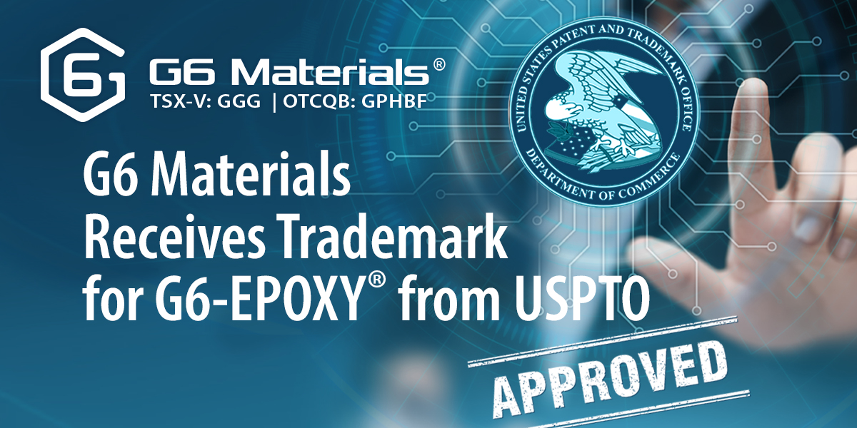 BreathePlus's tweet photo. G6 Materials Receives Trademark for G6-EPOXY® from USPTO -- https://t.co/SNt1a9ErhW -- $GGG.v $GPHBF #TSXV #TSX @G6Materials #epoxy #USPTO #news #newsrelease #graphene #update #tech #technology #smallcap #smallcaps #invest #investing #stockmarket #stock #stockstowatch #wallstreet https://t.co/0KS3qboQFF