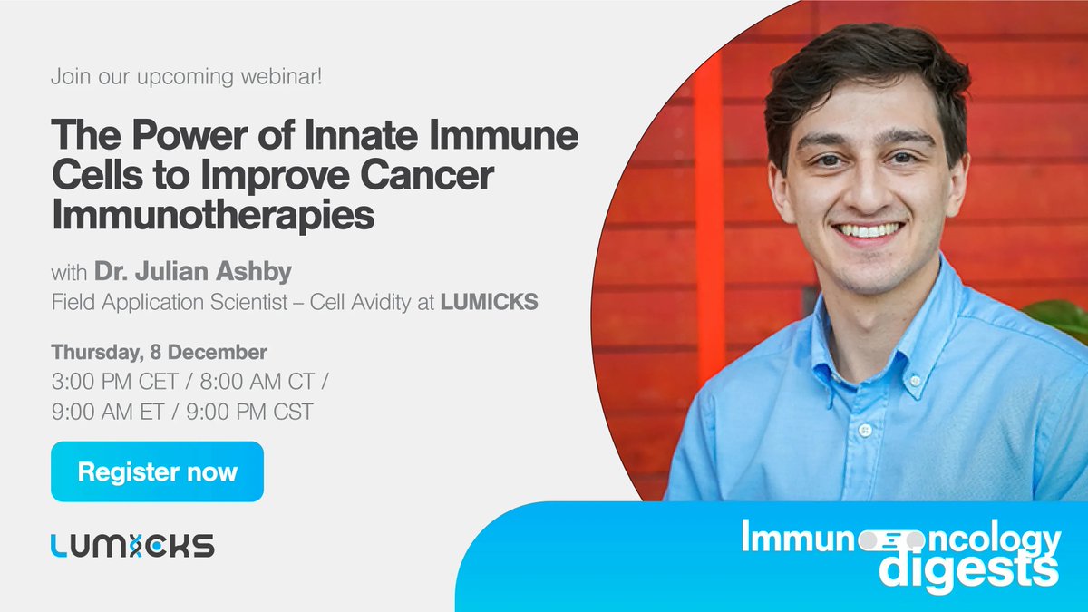 Join our upcoming #IOdigest webinar, where Dr. Julian Ashby will dive deep into #NK cell biology and #therapies and showcase how #cellavidity is crucial in predicting #NK, #CARNK, #gammadeltaTcells, and #macrophage therapeutic efficacy.

Register now!➡️bit.ly/3V6zWnj