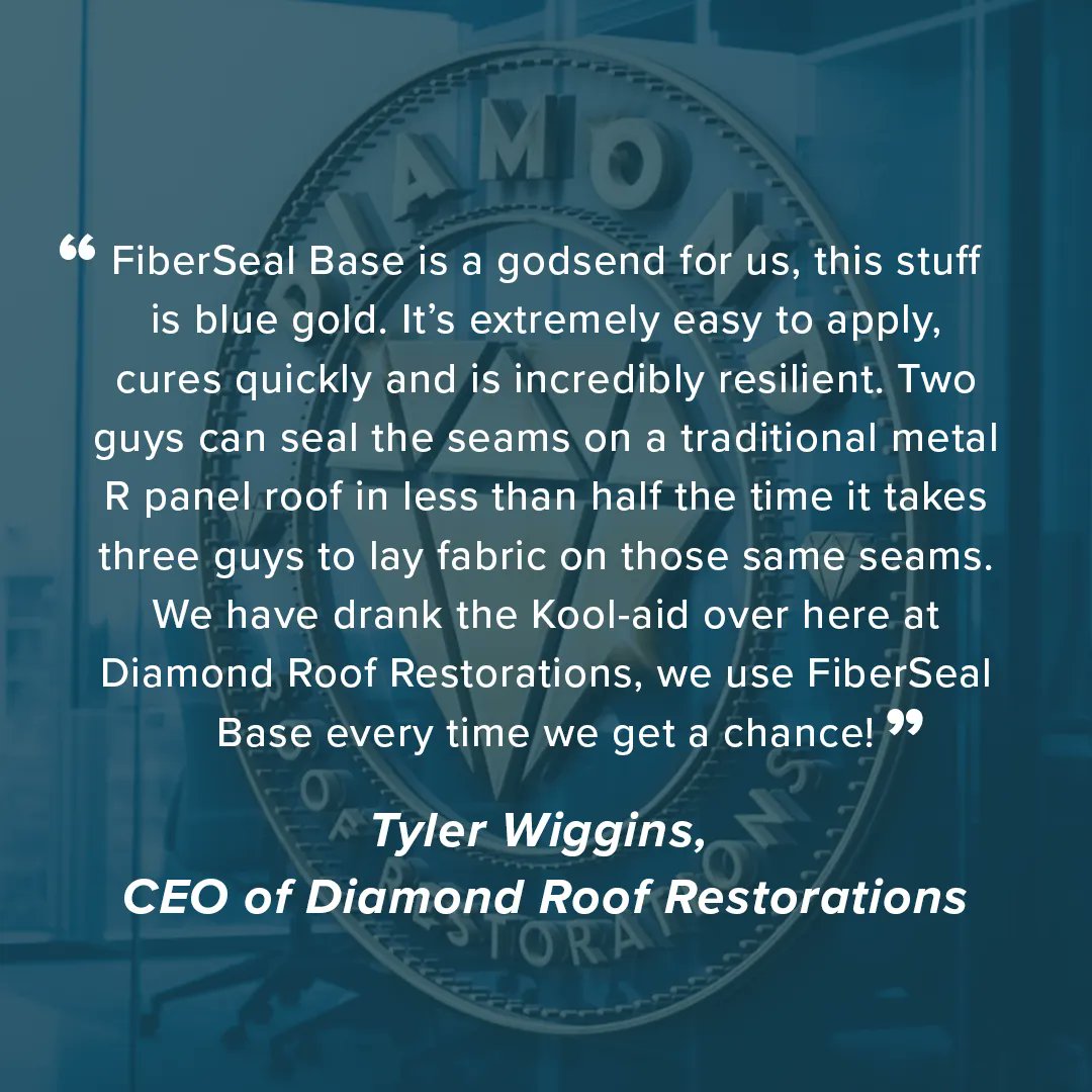 FAR_System's tweet image. FAR System™ and FiberSeal are game changers for roofing contractors. See what Tyler Wiggins, CEO of Diamond Roof Restoration had to say about FiberSeal.

#farsystem  #fluidappliedroofing #roofingcontractors