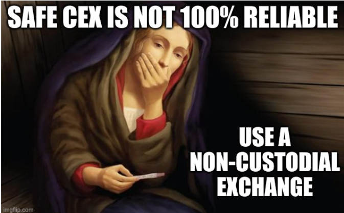 Bittylicious_'s tweet photo. Vitalik Buterin is calling for safer CEX ๐ก๏ธ in the wake of the FTX collapse.
We believe the safest option is to use a #noncustodial exchange.
You wouldn't want to sacrifice your #bitcoin, would you?
#Bittylicious https://t.co/1kn9aWXIll