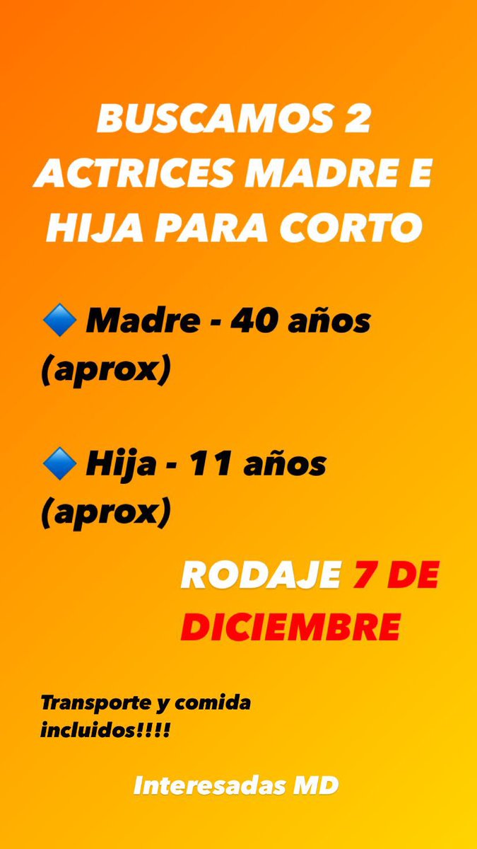 Rodaje en madrid por lo tanto gente de madrid o alrededores. Interesados abrirme privado por favor. Muchas gracias☺️