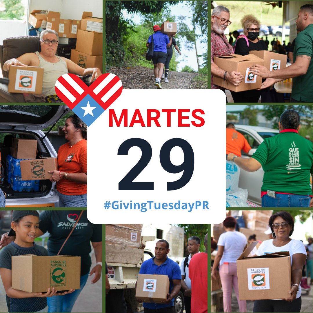 ¡Llegó #GivingTuesdayPR!
🎄Ayúdanos a distribuir alimentos, amor y esperanza durante estas navidades.

Cada $1 = 10 comidas. ¡Imagina cuántas personas podrías ayudar! 

ATH Móvil | bancodealimentosdepr
Tarjeta | alimentospr.org/donate-now/
Paypal | Banco de Alimento de PR