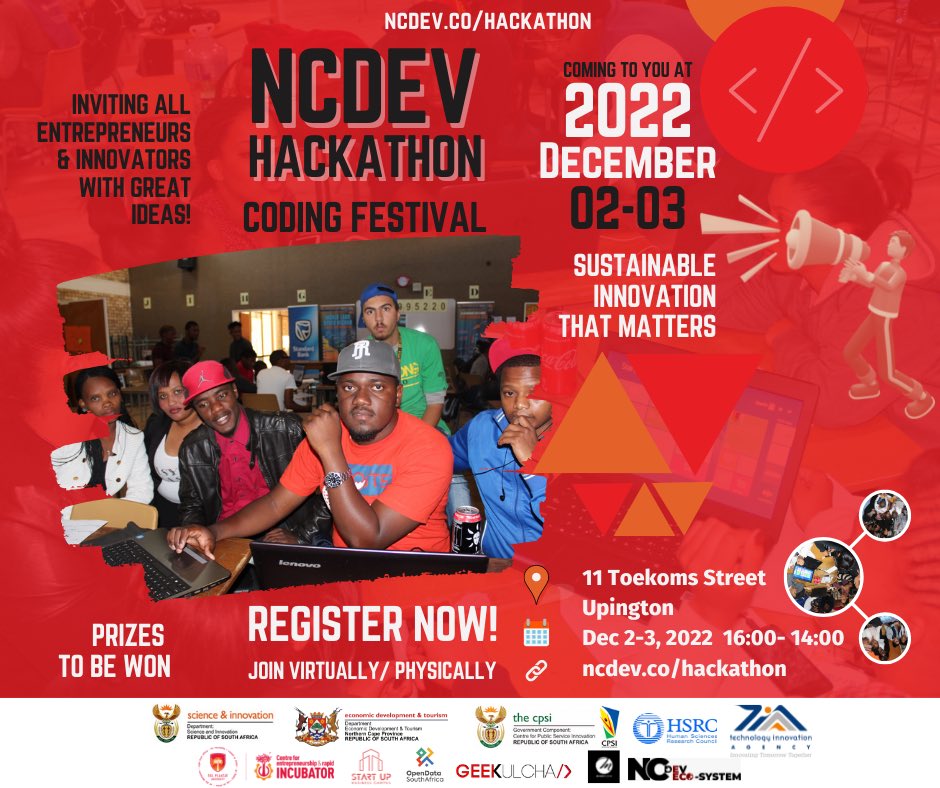 Geekulcha's tweet photo. The #NCDevHack is looking for the following solutions:
1️⃣Mobile Apps
2️⃣Websites
3️⃣IoT
4️⃣Data Visualizations
The hackathon aims to stimulate and develop more ICT/Entrepreneurship talent and interest in the Northern Cape
Register
👉🔗 https://t.co/uQeABHUGD4 https://t.co/iGyof38vDP