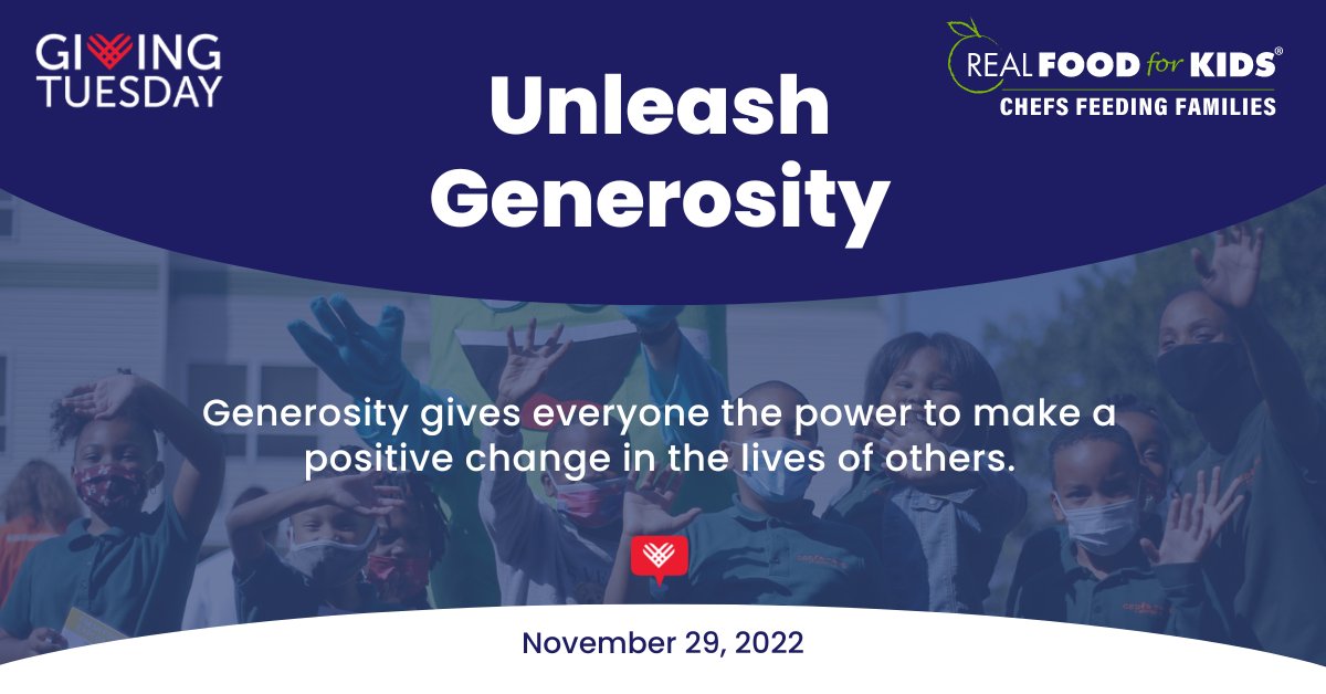 Please join us this #GivingTuesay and help us reach our fundraising goal of $25,000 so that together we can help thousands of more individuals in the DMV area overcome hunger.

Give today at realfoodforkids.org/givingtuesdayg….