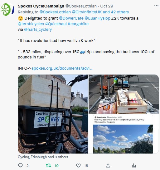 <a href="/Edinburgh_CC/">The City of Edinburgh Council</a> @SmallBizSatUK #SmallBizSatUK

😍Fave #Edinburgh #SmallBusiness using🚲
 
🙋‍♀️Pls reply with others!

😍<a href="/UnionofGenius/">Union of Genius</a>🥣#cargobike
😍@DowerCafe☕️ditto
😍@Civerinos🍕come by🚲- 10% discount 
😍<a href="/Siloki48Simon/">Cycle n Soap window cleaning 🚲🌞☔🌨</a> #WindowCleaner
😍<a href="/farroutdelivers/">farroutdeliveries</a>🚲#ZeroEmission delivery

<a href="/FinlayMcF/">Cllr. Finlay McFarlane</a> <a href="/lezleymarion/">🌹Lezley Marion Cameron DL 🌹</a> @edfoc