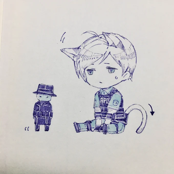 小っちゃいタイラントさんでもちょっと警戒しちゃうRE2レオン君の落書き 