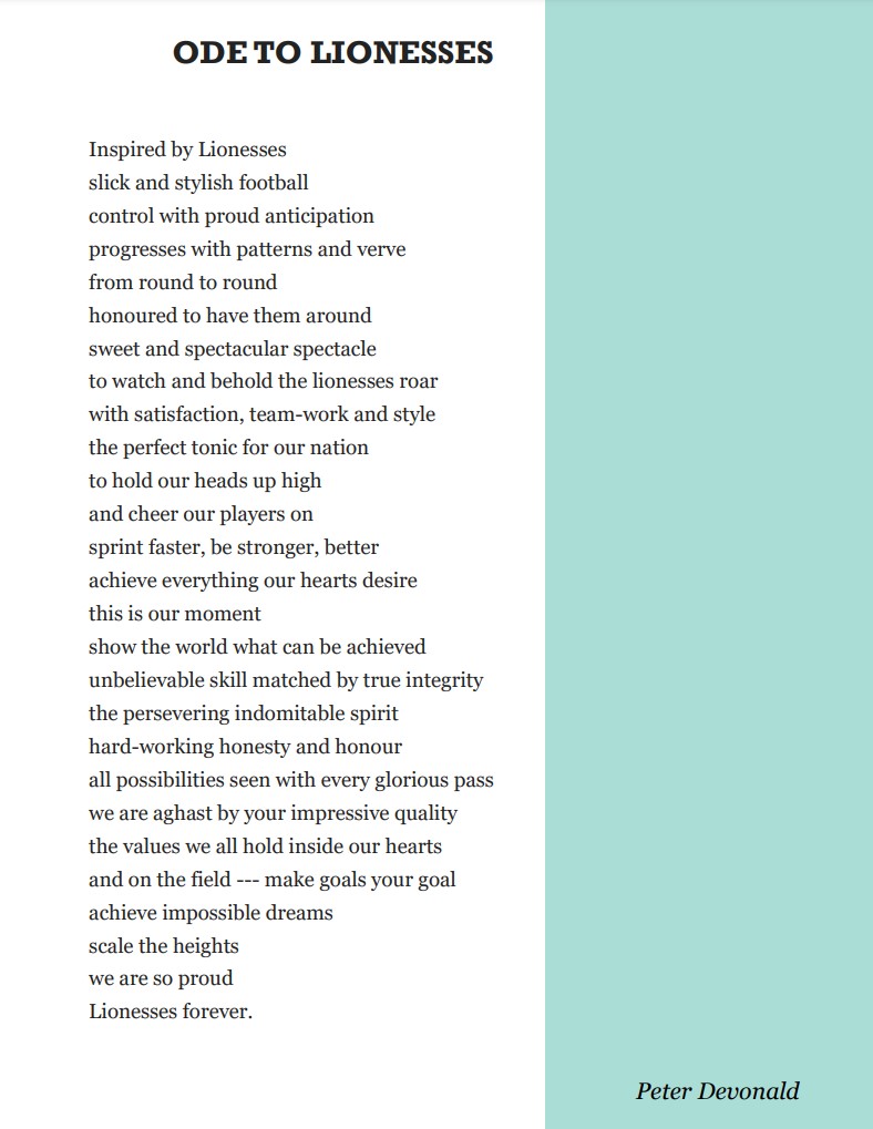 petedevonald's tweet photo. Delighted to appear in the Women In Sport anthology

#poet #poetry #poem #poetrycommunity #amwritingpoetry #poetsofinsta #creativewriting #amwriting #writingcommunity #writer #lioness https://t.co/29frXUCb6h