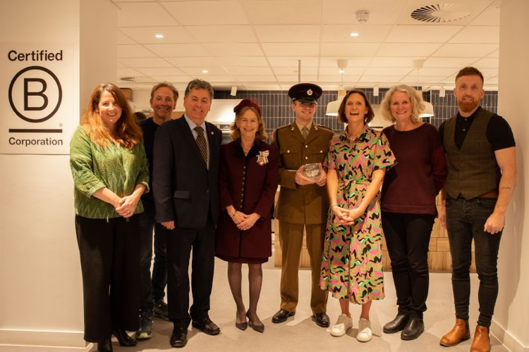 Some pomp and ceremony in our office yesterday: the official presentation of our Queen's Award for Enterprise by the Lord-Lieutenant of Kent. It's down to #RAWtalent, our scheme that helps people into work after prison, homelessness, fleeing war or persecution, and more.