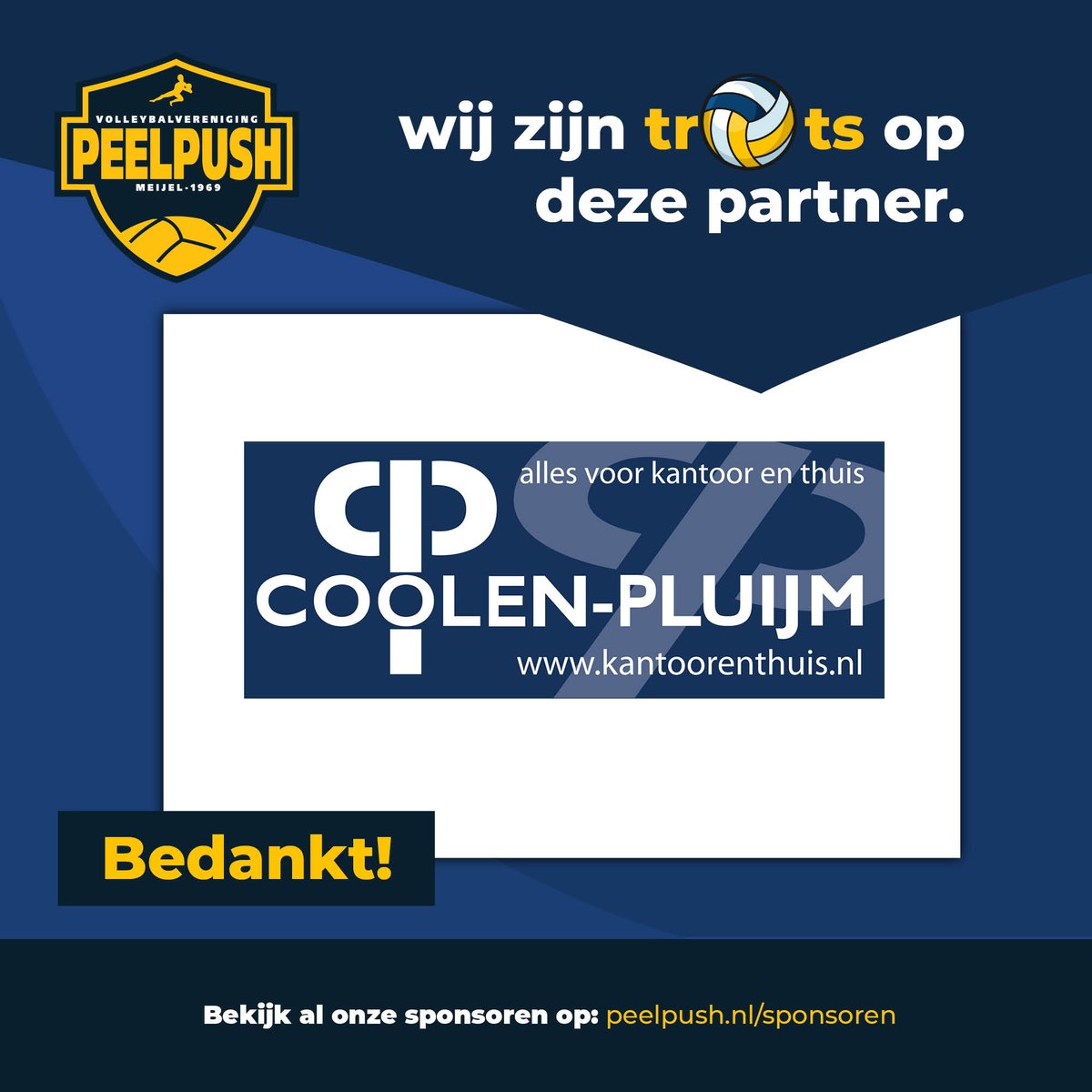 Wij zijn trots op Coolen Pluijm als sponsor. Bedankt!
coolen-pluijm.nl
#peelpush #sponsor #koopbijonzesponsoren #zondersponsorsgeenclub