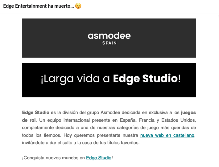 docedados's tweet photo. Comunicación de Asmodee acerca del nuevo Edge Studio, el cierre de su antigua web y la apertura de la nueva:  https://t.co/kKroMyqqS4 https://t.co/6RFqeR7yaQ