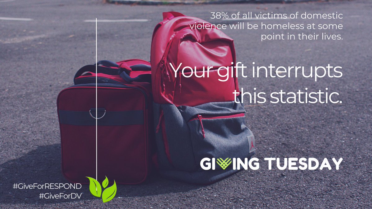 38% of all victims of domestic violence will face homelessness at some point in their lives. Your #GivingTuesday gift today interrupts this statistic. You can make your gift at respondinc.org/donate. #GiveForRESPOND #GiveForDV