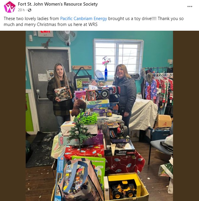 It means so much to all of us at Pacific Canbriam to help support the fantastic work you do <a href="/fsjwrs/">FSJ Women's Resource Society</a>. We hope these toys bring some smiles to kids’ faces this Christmas! #givingtuesday2022 #givingback