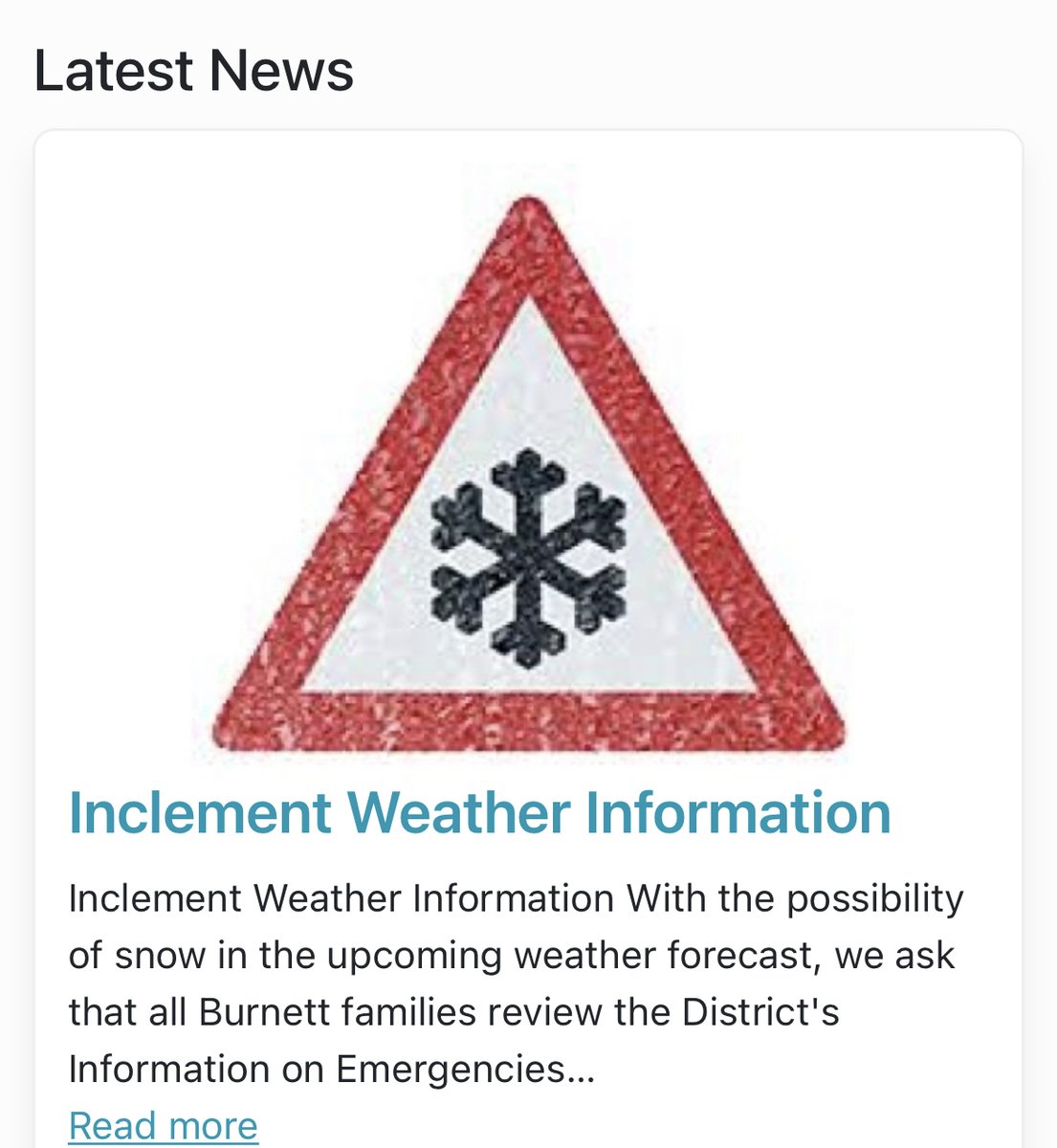 With the possibility of snow in the coming days, we ask students and families to review District Protocols for Inclement Weather. Please visit our website for more information: buff.ly/3OOGYec