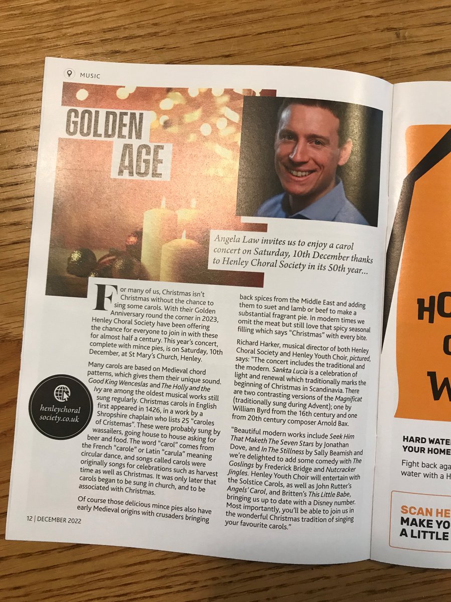 Lovely piece <a href="/randamag/">Round & About Magazine</a> on Christmas carols &amp; their origins. Come &amp; sing some favourite carols, plus enjoy glorious Christmas tunes 7.00pm Sat 10th Dec, St Mary's Henley. Tickets here tickettailor.com/events/henleyc… but hurry 'cos they are going like hot mince pies!  🎅🔥🥞🎄#henley