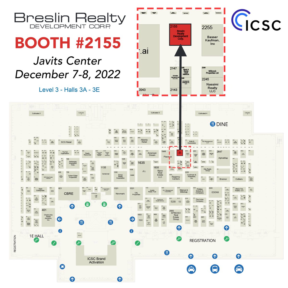 BreslinRealty's tweet photo. See you December 7 &amp; 8 at this year’s ICSC trade show! Find us at Booth # 2155 and say hi! https://t.co/pJEqxwkfmA
