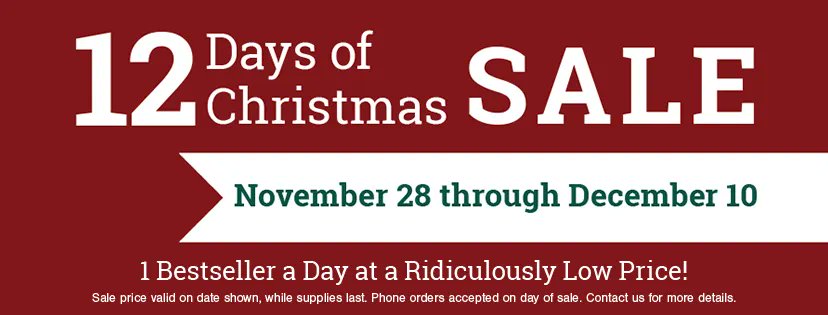 bakerbookstore's tweet photo. Our 12 Days of Christmas Sale is happening now! Don't miss out on a bestseller a day at a ridiculously low price! Head in-store for today's featured book, or shop online: https://t.co/jiAOUnzzB9 https://t.co/eqhZS6tkLr