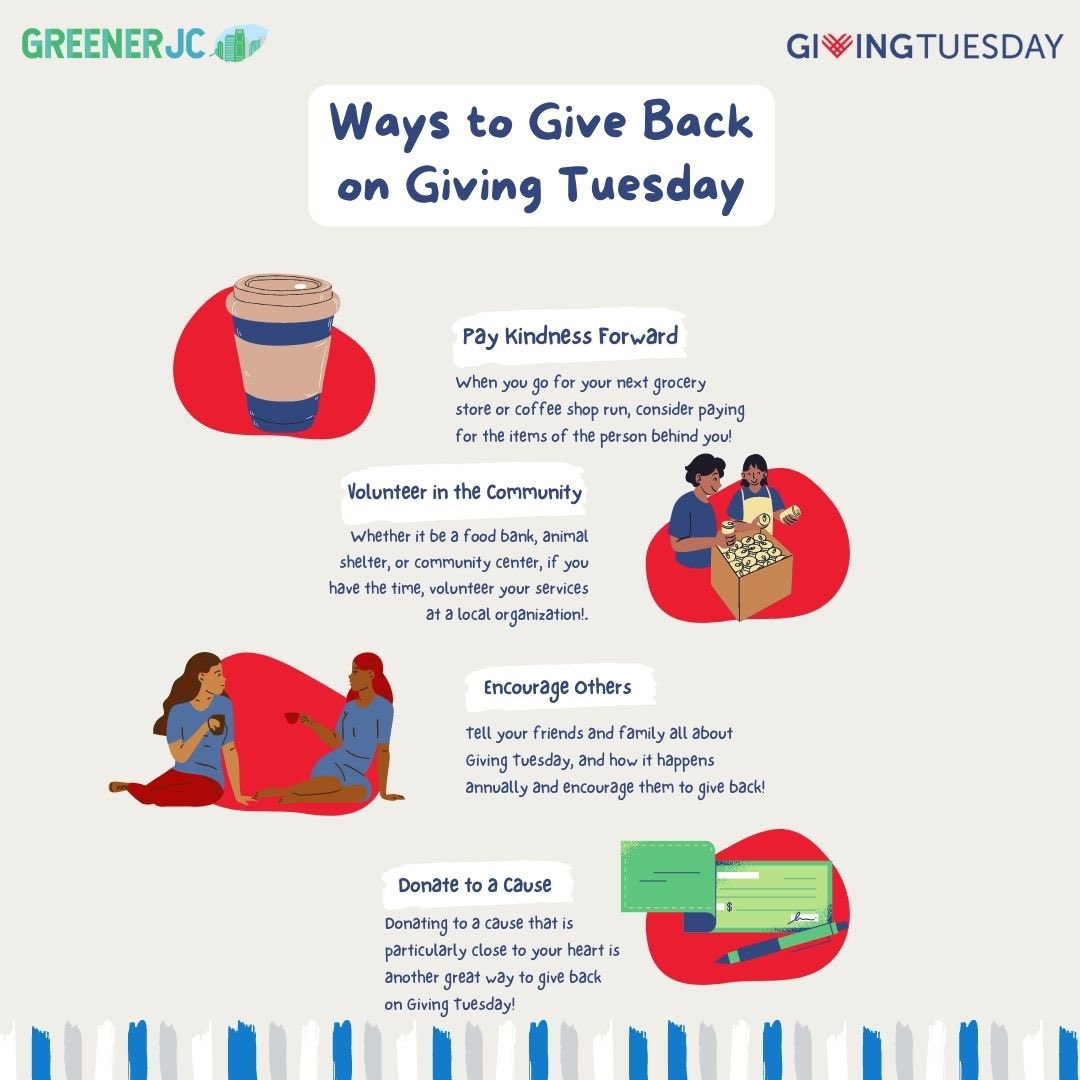 It’s #GivingTuesday, and here are some easy ways to share kindness and give back to your community today. 

To support Greener JC’s mission of helping to make #JerseyCity a greener place, head to our website! 💚🌱

#Sustainability #GreenerJC #JCMakeItGreen #GreenBusiness