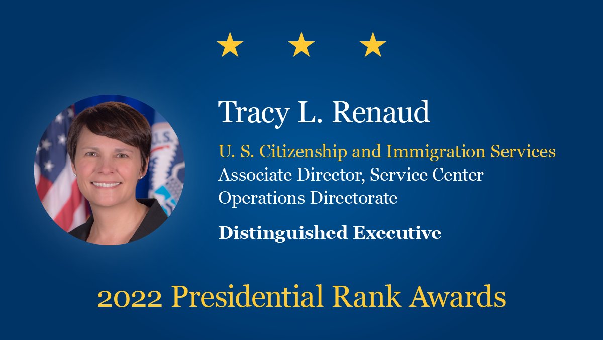 Chosen by the @POTUS, the prestigious Presidential Rank Awards honor excellence in leadership in the federal government. We are proud that Tracy Renaud is among this year's winners. dhs.gov/news/2022/11/1…