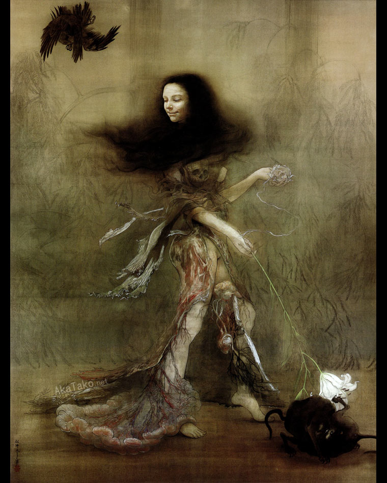 AkaTakonet's tweet photo. "Engraved Altar of Limbs" color pigment on silk by Fuyuko Matsui. Printed in her XL size art book "A Lock of Hair". Available at akatako.
https://t.co/99tui12CTA
#fuyukomatsui #alockofhair #nihonga #art #japaneseart #visceralart #artbook #松井冬子 #髪の房 #陰刻された四肢の祭壇 https://t.co/JXD23gOKD7