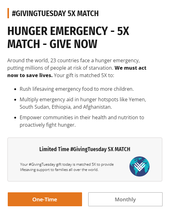 ⭐️BIG NEWS FOR #GIVINGTUESDAY #HCWvsHunger @CARE has a 5X match today⭐️

my.care.org/site/Donation2…

What are you waiting for?