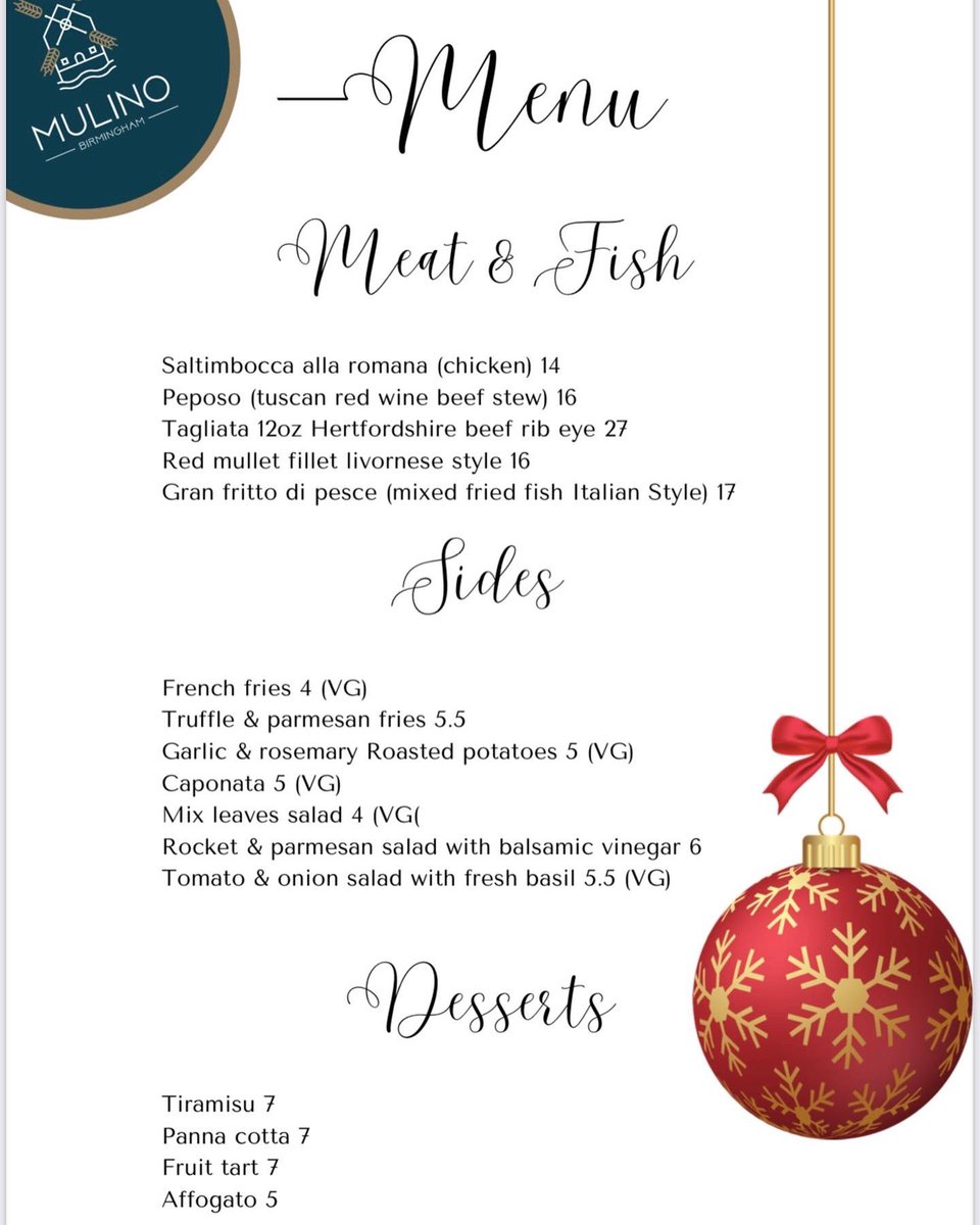 LaghisDeli's tweet photo. Menu for our sister branch @millenniumpoint is out and available
Spaces available for Christmas parties too
Booking and enquiries at mulinobirmingham@gmail.com
Or phone +44 7483 115112
#mulinobirmingham #birmingham #milleniumpoint https://t.co/fTa9LnkNIM