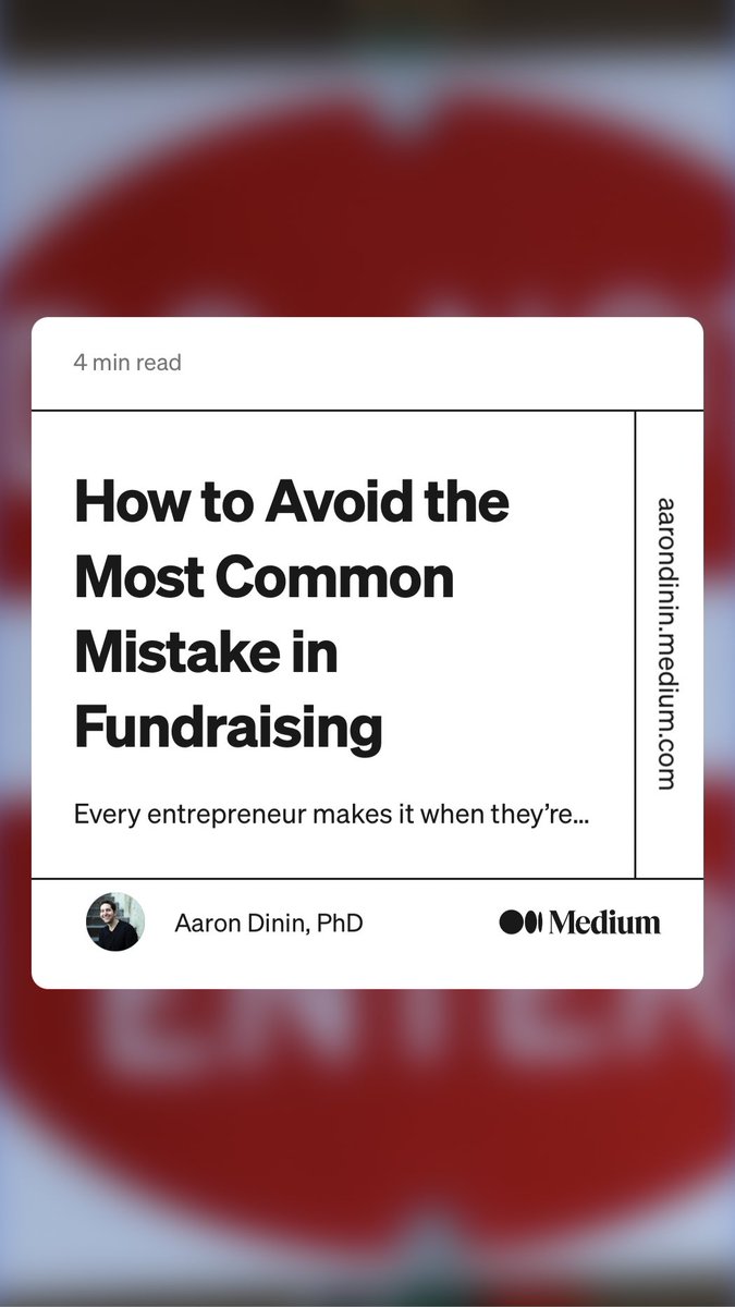 Common sense, But very well said: How to Avoid the Most Common Mistake in Fundraising” by Aaron Dinin, PhD
link.medium.com/TeTlNLg7lvb