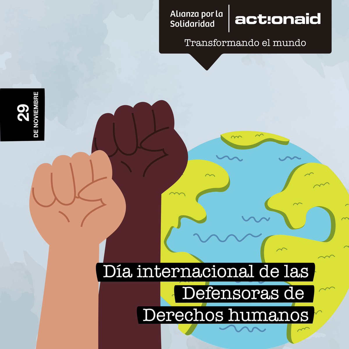 AxSolidaridadCO's tweet photo. ✊🏾En su lucha por la justicia y la dignidad humana, hoy #DíaInternacionaldelasDefensorasdeDerechosHumanos queremos resaltar la valentía de todas las mujeres #DefensorasdeDDHH que día a día se enfrentan, entre otros muchos obstáculos, a la discriminación por razón de género https://t.co/Bpi1CQTcQY