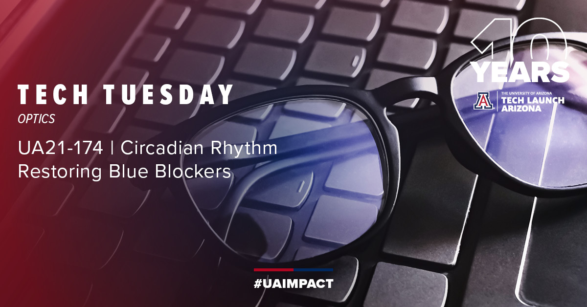 UAZTechLaunch's tweet photo. TikTok, YouTube, Netflix—many of us are exposed to many screen sources and #bluelight. 3 departments from @uarizona @UAZHealth @UAZPSIO & Optical Sciences created a #tech for glasses that block harmful blue light affecting sleep. https://t.co/BiA8PZsfYC #TechTuesday #blueblocker https://t.co/HAYsYDeFPf